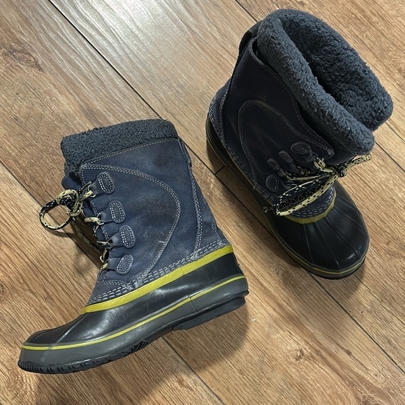 LL Bean Snow Winter Duck Tall Boots Blue Lined Youth Size - Picture 2 of 9